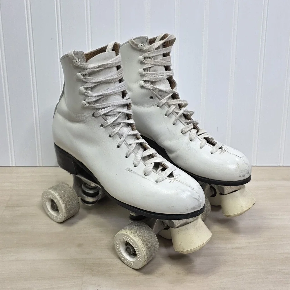 Riedell 120 Sure Grip Super X Roller Rink‎ Skates White Size 6 B